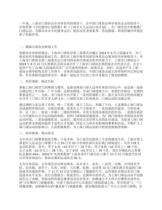 2024年上海市门球协会工作总结