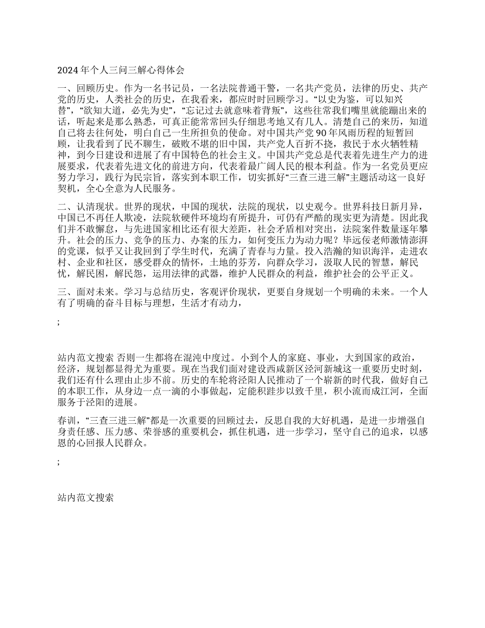 2024年个人三问三解心得体会_第1页
