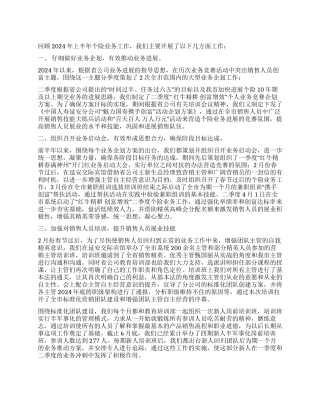 2024年个人保险业务工作总结