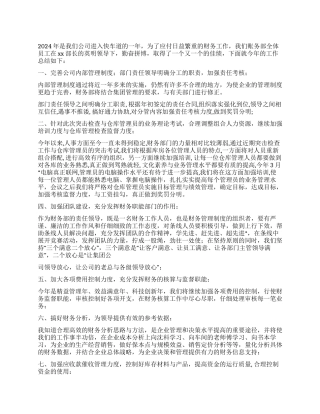 2024年个人年终工作总结(公司财务人员)