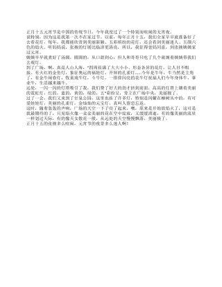 2024年中学生元宵节作文500字观元宵灯会