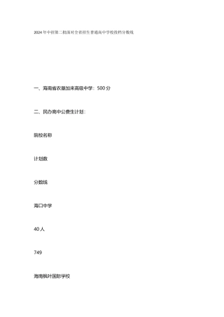 2024年中招第二批面向全省招生