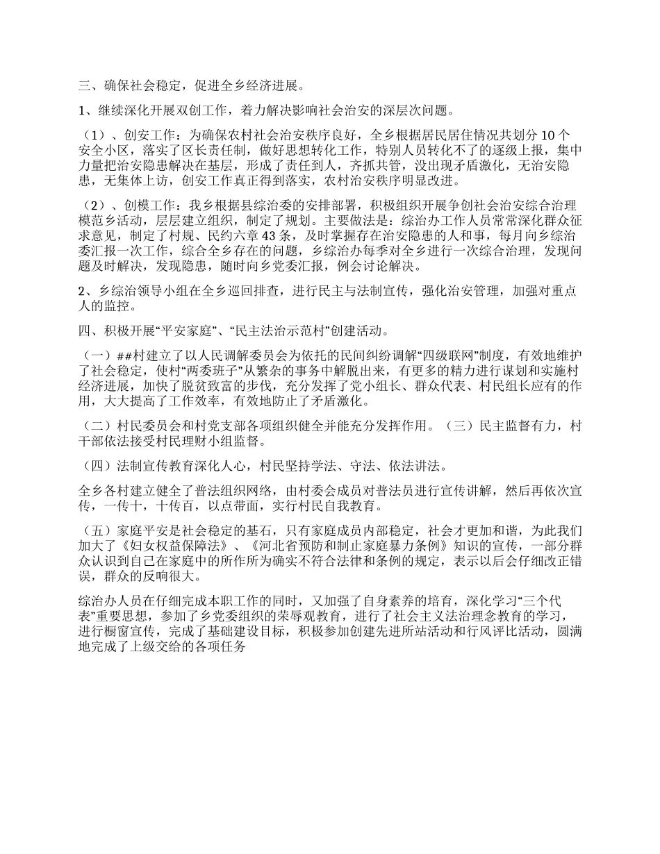 2024年乡政法委工作总结_第2页