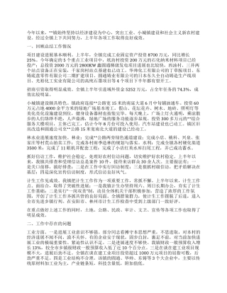 2024年乡镇上半年工作总结及下半年工作计划