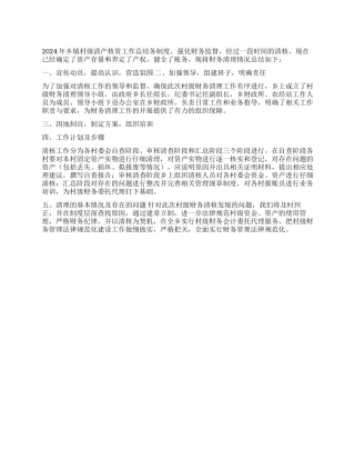 2024年乡镇村级清产核资工作总结