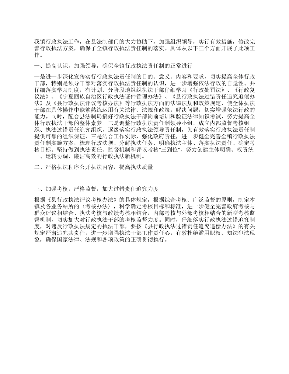 2024年乡镇行政执法总结汇报_第1页