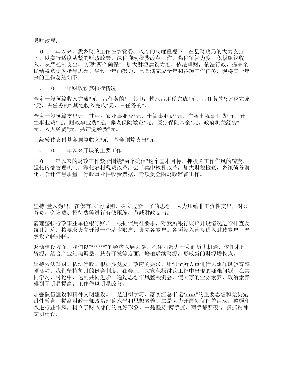 2024年乡镇财政所工作总结_第1页