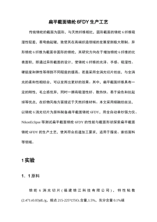 扁平截面锦纶6FDY生产工艺