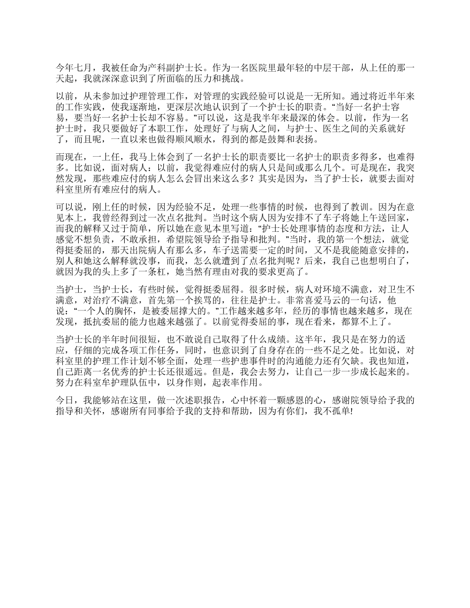 2024年产科副护士长工作总结_第1页