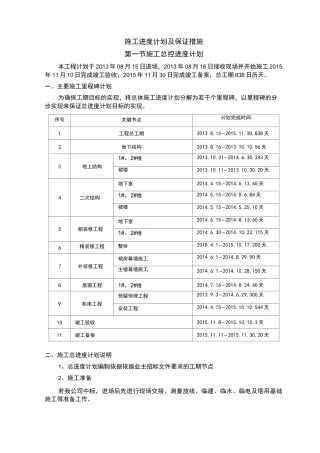 主体结构工程施工进度计划及保证措施