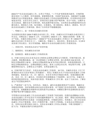 2024年企业减负工作总结