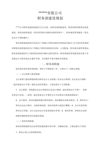 财务部建设规划