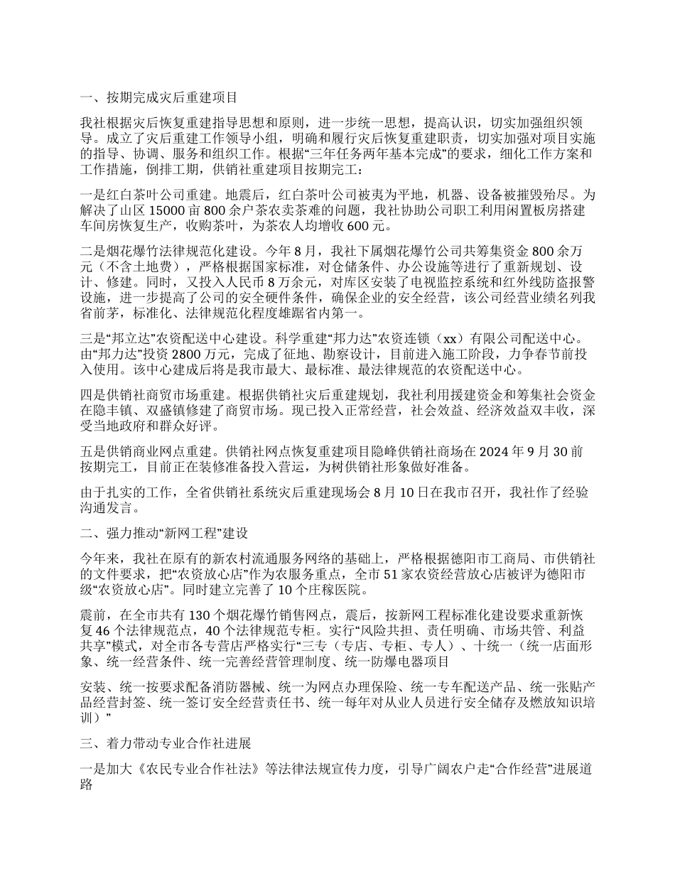 2024年供销社工作总结及2024年工作要点_第1页