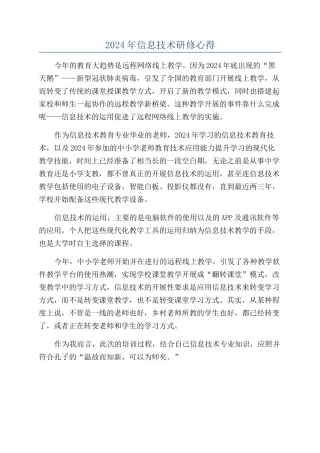2024年信息技术研修心得