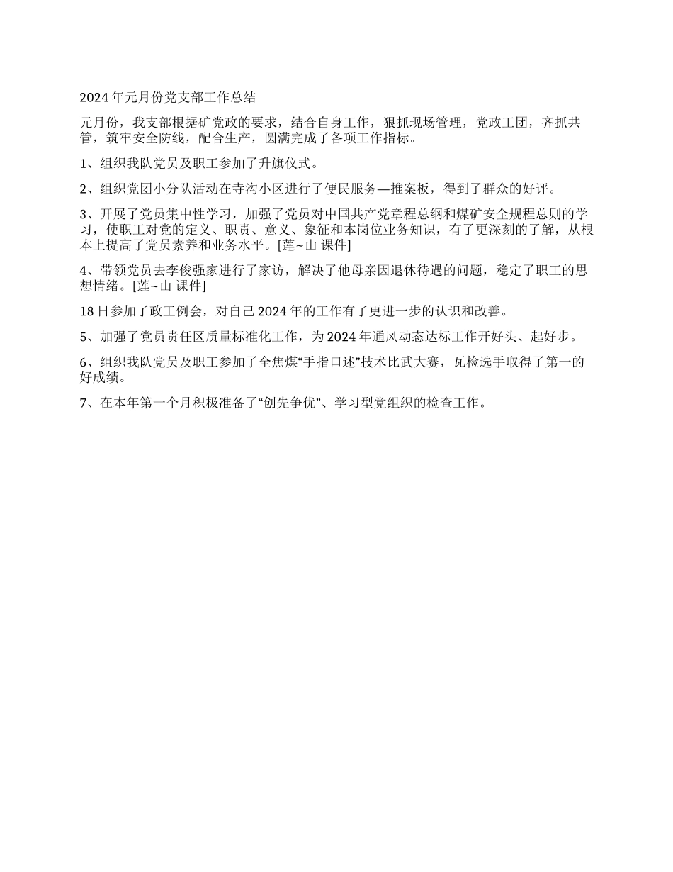 2024年元月份党支部工作总结_第1页