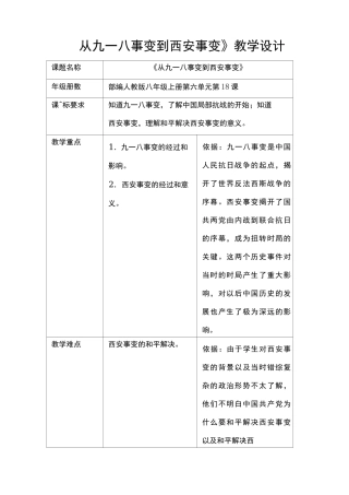 最新《从九一八事变到西安事变》教学设计