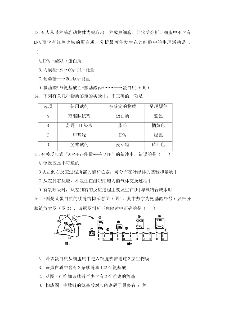 山东省日照一中2009届高三生物阶段性测试人教版_第3页