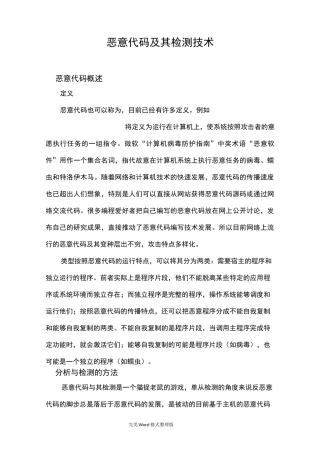 恶意代码技术和检测方法