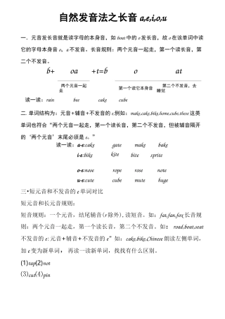 自然拼读法长元音aeiou