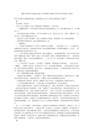 2024年党委书记抓基层党建工作述职报告2024年支部书记抓党建工作报告