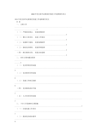 2024年党支部书记抓基层党建工作述职报告范文