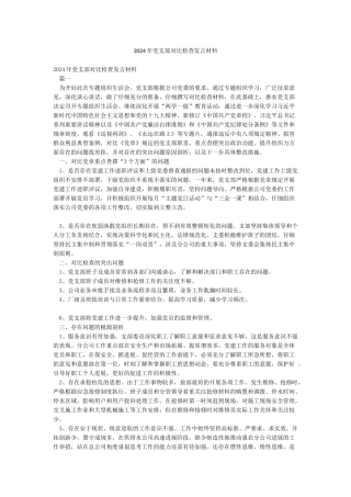 2024年党支部对照检查发言材料