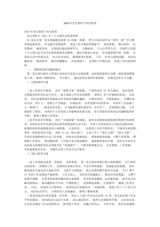 2024年党支部班子对照检查