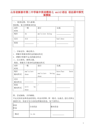 山东省新泰市第二中学高中英语 模块七 unit2语法 语法课中探究案模板 新人教版选修7