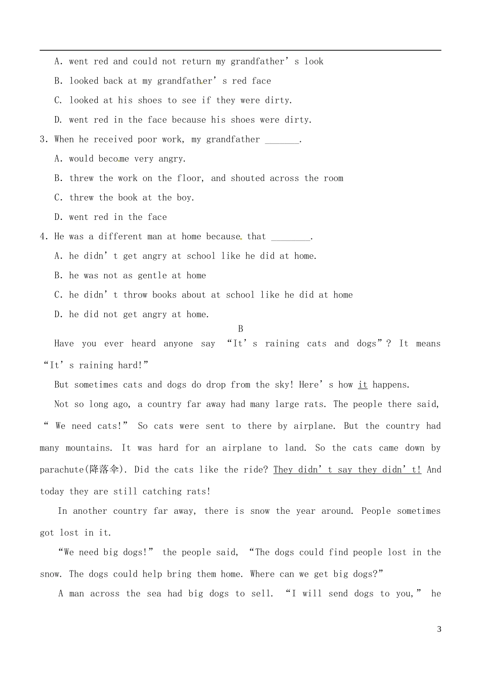 山东省新泰市第二中学高中英语 模块七 unit5 练习题 新人教版选修7_第3页