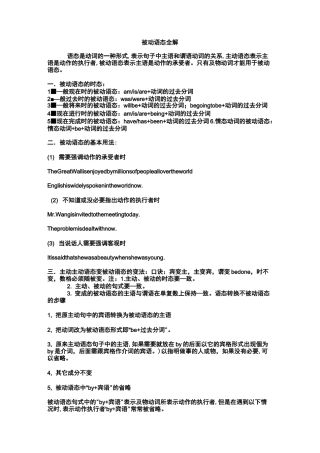 初中英语被动语态练习题及答案