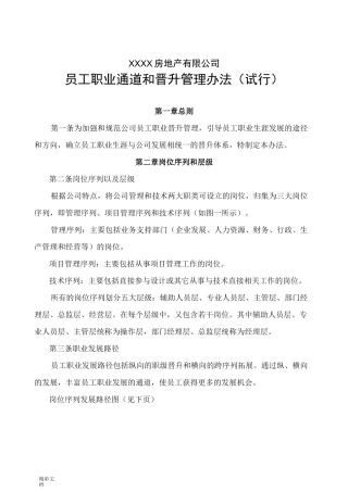 房地产有限公司员工职业通道和晋升