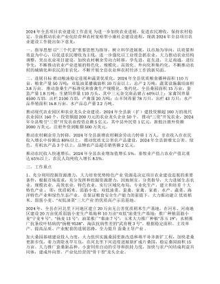 2024年全县项目农业建设工作意见