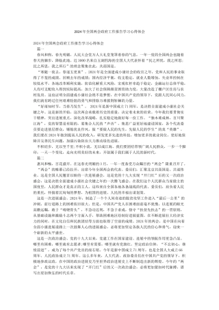 2024年全国两会政府工作报告学习心得体会