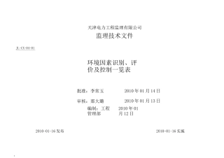 环境因素识别评价及控制一览表