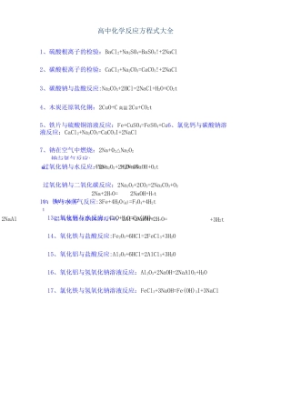 高中化学反应方程式大全(全)