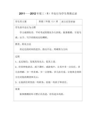 不良行为学生帮教记录