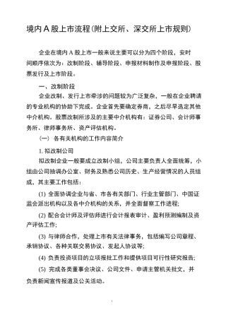 境内A股上市流程(附上交所、深交所上市规则)