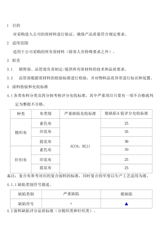 IQC面料检验标准
