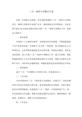 三合一场所专项整治方案