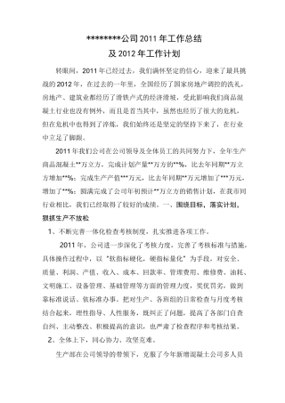 商品混凝土公司年终总结及计划