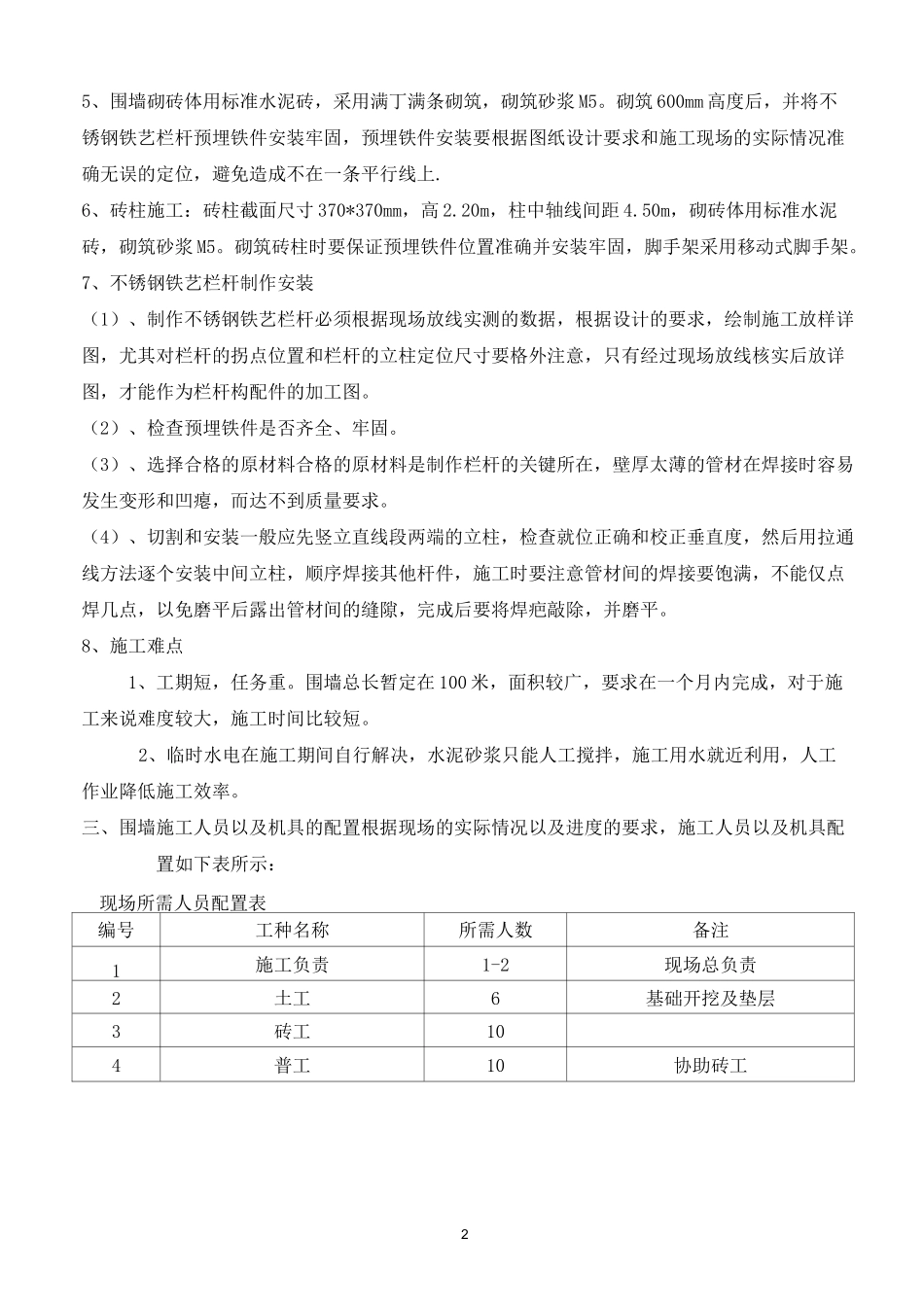 铁艺围墙施工方案(确定版)_第2页