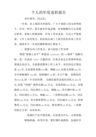 个人的年度述职报告
