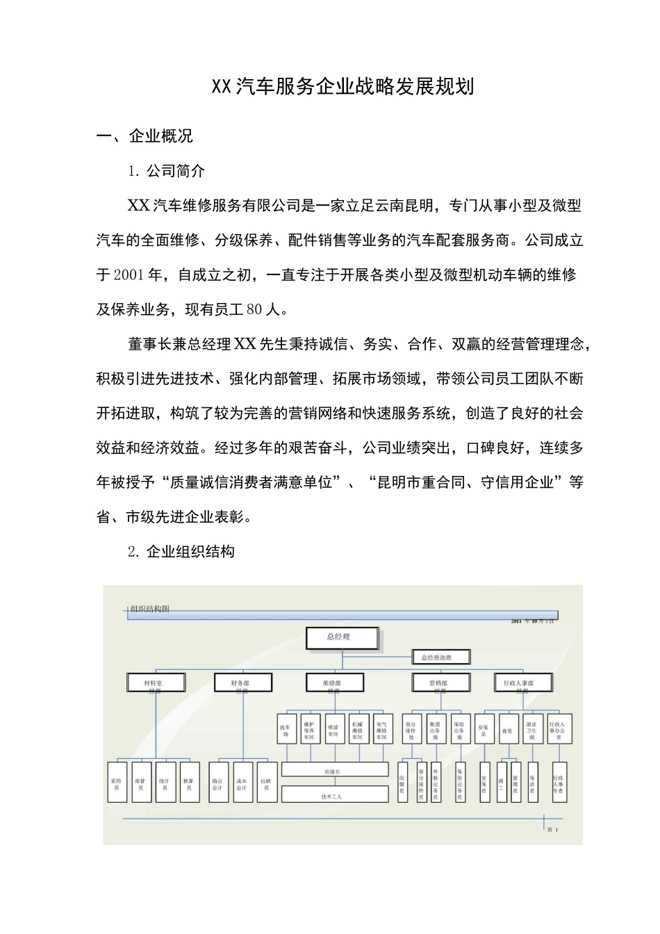 汽车服务企业战略发展规划_第1页