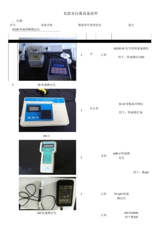 化验室仪器清单