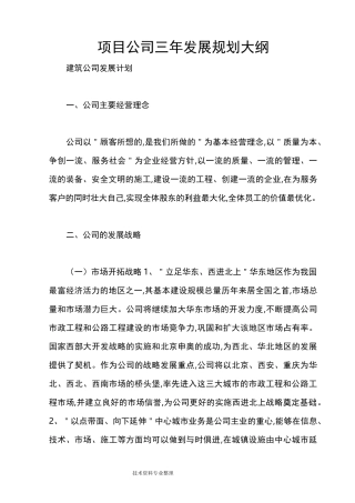 项目公司三年发展规划大纲