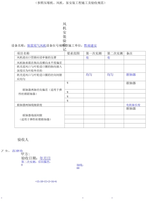 风机安装验收记录
