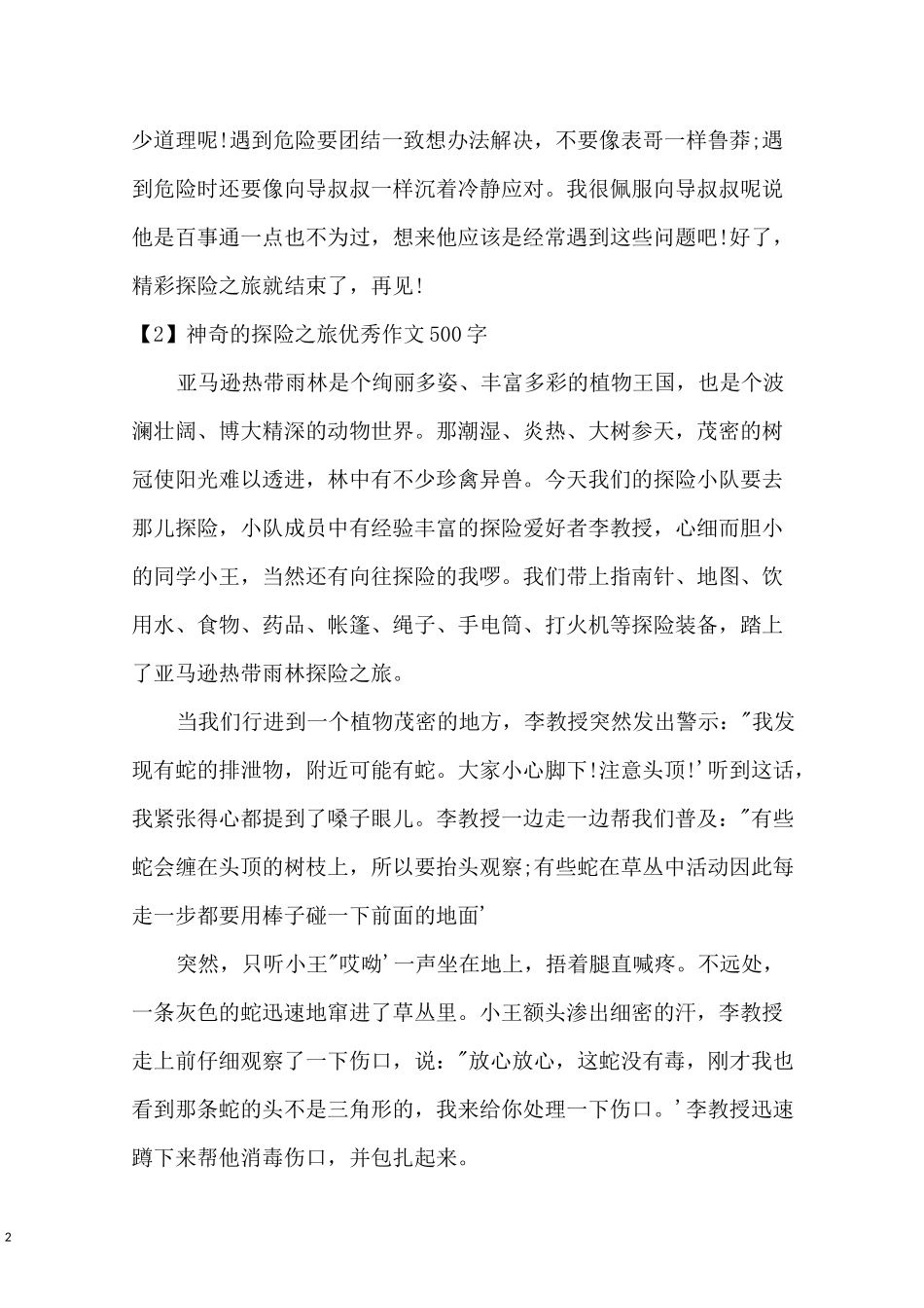 想象作文神奇的探险之旅 神奇的探险之旅优秀作文500字_第2页