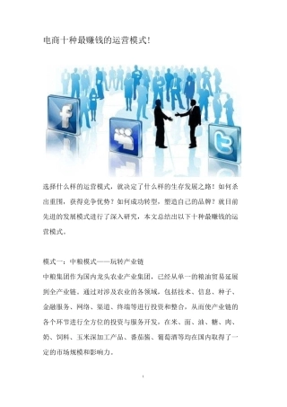 电商十种最赚钱的运营模式!