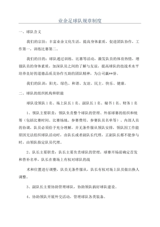 业余足球队规章制度