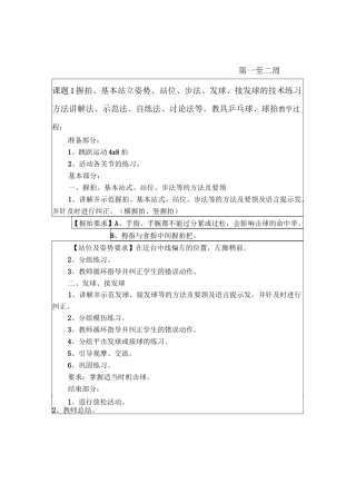 乒乓球训练教案
